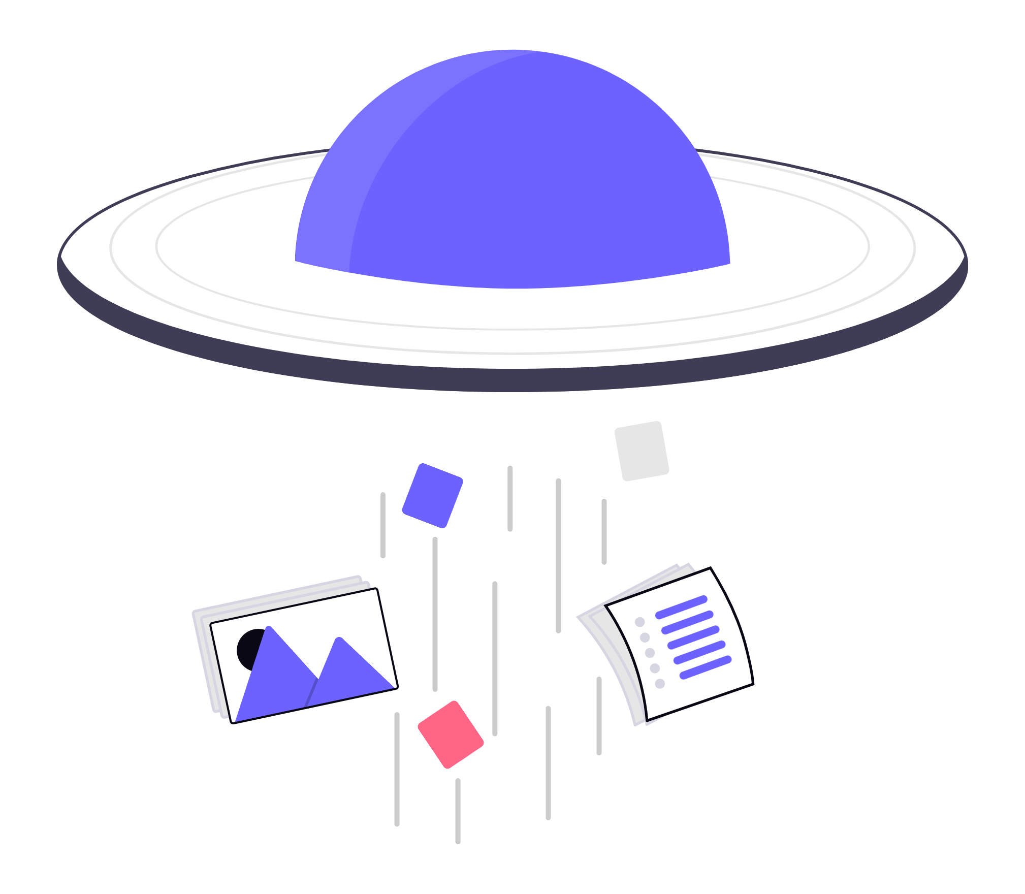 files falling from ufo animated